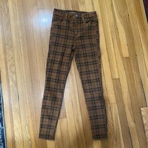 American Eagle super high rise plaid jeans jeggings